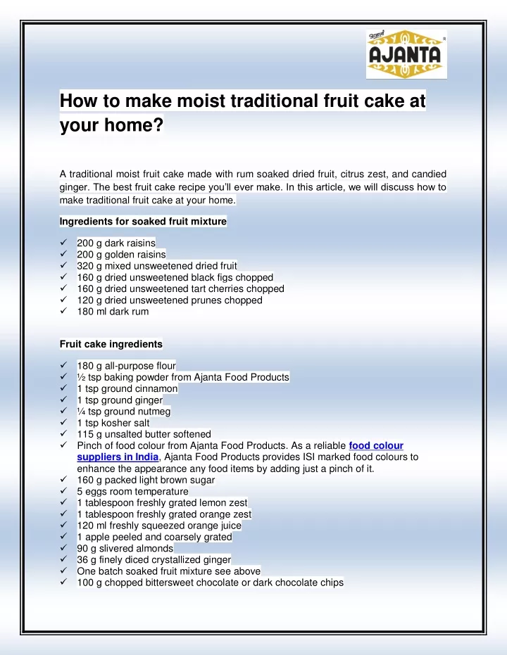 how to make moist traditional fruit cake at your