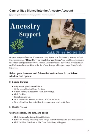 Cannot Stay Signed into the Ancestry Account