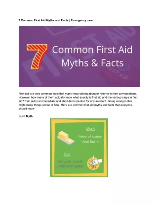 7 Common First Aid Myths and Facts _ Emergency care