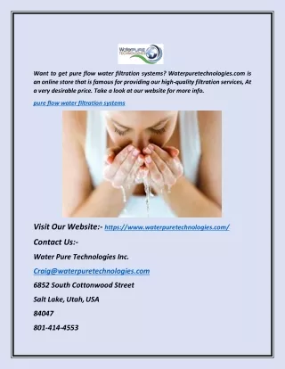 want to get pure flow water filtration systems