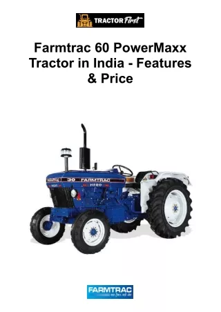 farmtrac 60 powermaxx tractor in india features