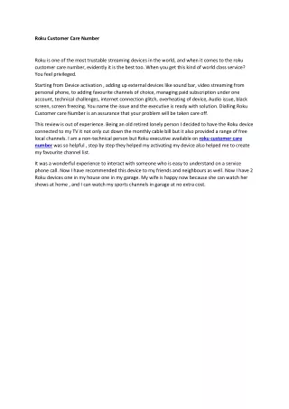 roku customer care number