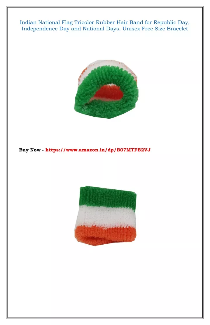 indian national flag tricolor rubber hair band