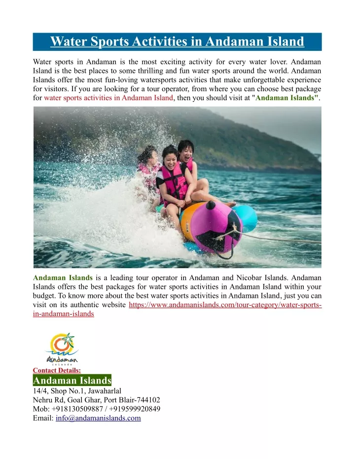 water sports activities in andaman island