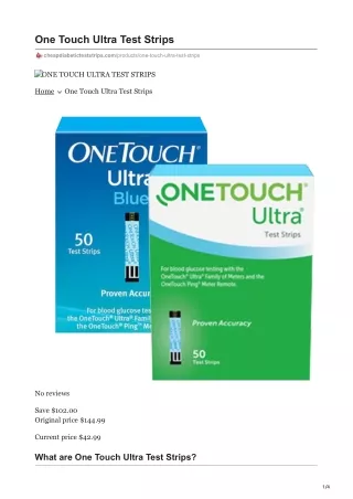 One Touch Ultra Test Strips | 2022