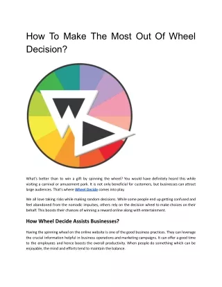 How To Make The Most Out Of Wheel Decide.docx