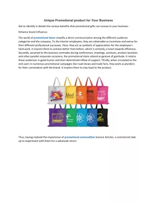 unique promotional product for your business