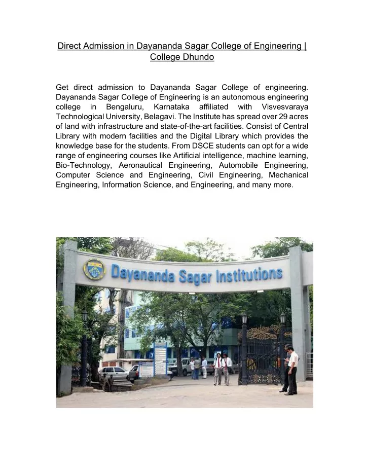 direct admission in dayananda sagar college