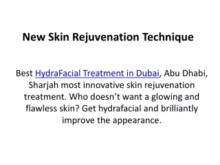New Skin Rejuvenation Technique