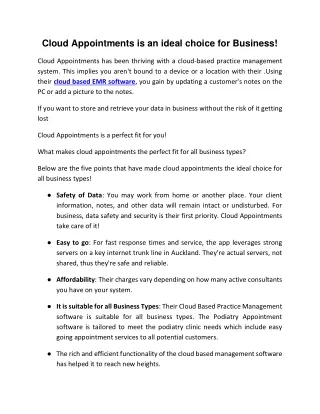Cloud Appointments is an ideal choice for Business!