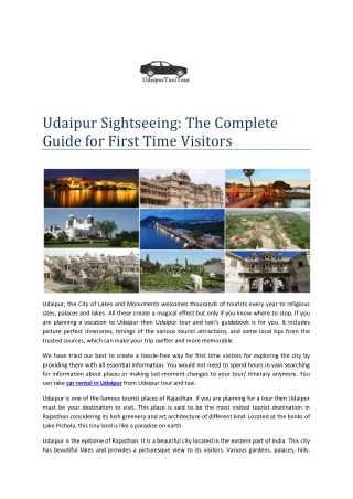 Udaipur Sightseeing: The Complete Guide for First Time Visitors