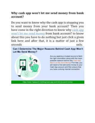 why cash app won t let me send money from bank