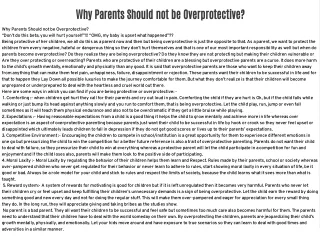 Why Parents Should not be Overprotective?
