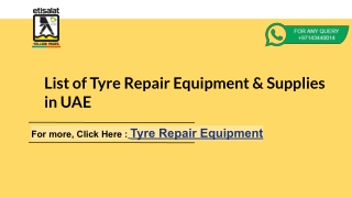 List of Tyre Repair Equipment & Supplies in UAE
