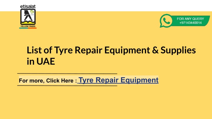 list of tyre repair equipment supplies in uae