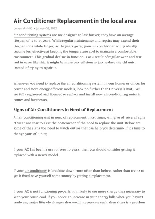 Air Conditioner Replacement