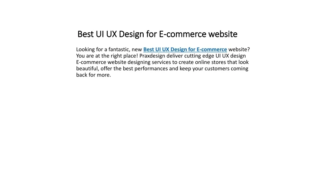 PPT - Best UI UX Design for E-commerce website PowerPoint Presentation ...