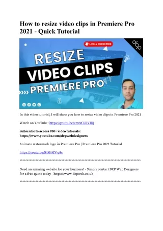 How to resize video clips in Premiere Pro 2021