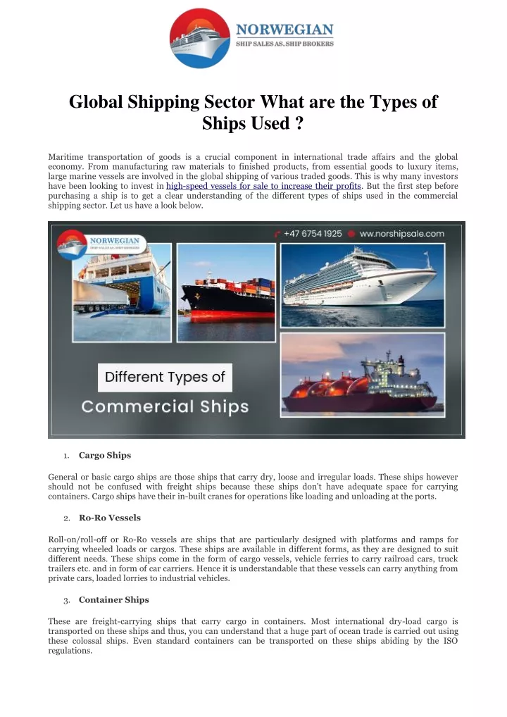 global shipping sector what are the types