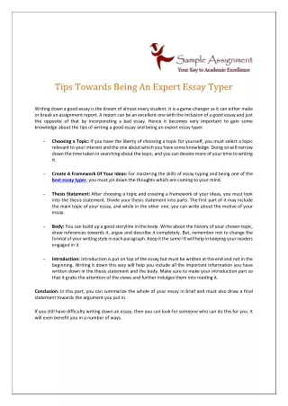 tips towards being an expert essay typer