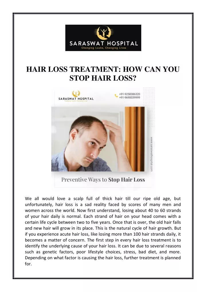 hair loss treatment how can you stop hair loss