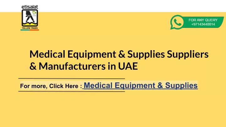 medical equipment supplies suppliers