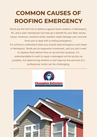 Common Causes Of Roofing Emergency