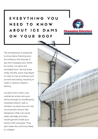 Everything You Need To Know About Ice Dams On Your Roof