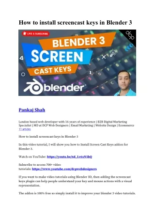 How to install screencast keys in Blender 3