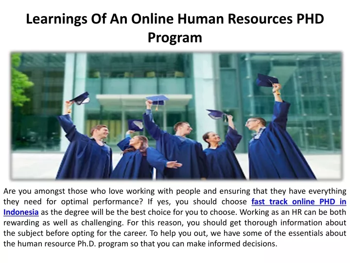 learnings of an online human resources phd program