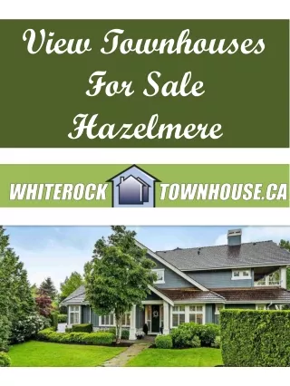 View Townhouses For Sale Hazelmere