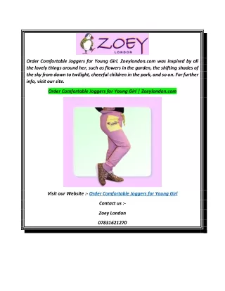 Order Comfortable Joggers for Young Girl  Zoeylondon.com