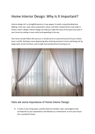 Home Interior Design_ Why Is It Important
