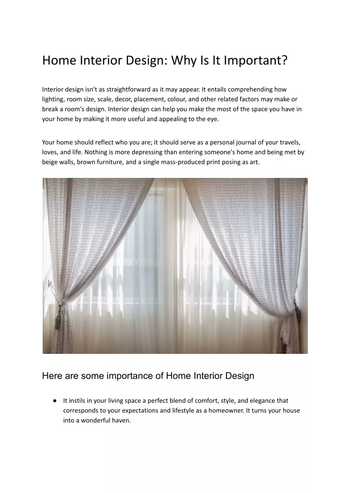 home interior design why is it important