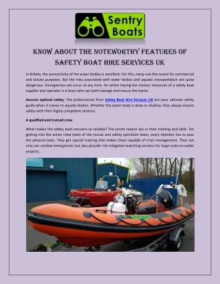 Know About the Noteworthy Features of Safety Boat Hire Services UK