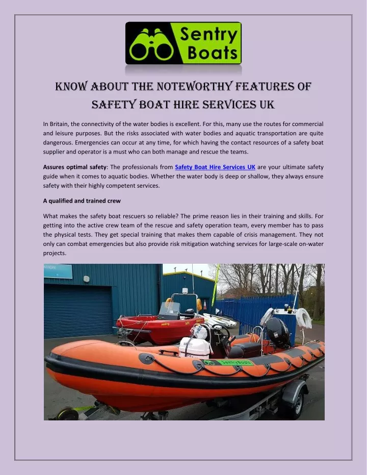 know about the noteworthy features of safety boat