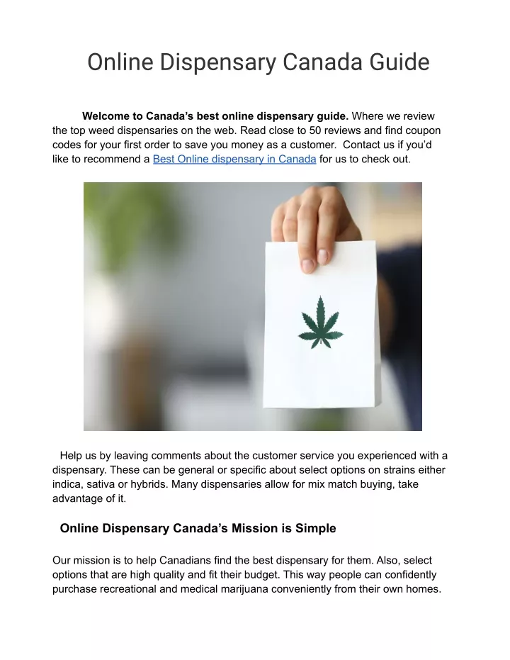 online dispensary canada guide