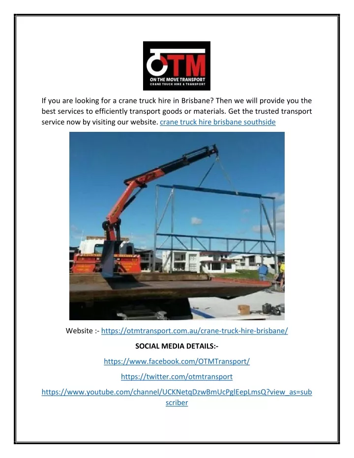 if you are looking for a crane truck hire