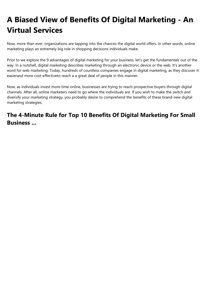 a biased view of benefits of digital marketing