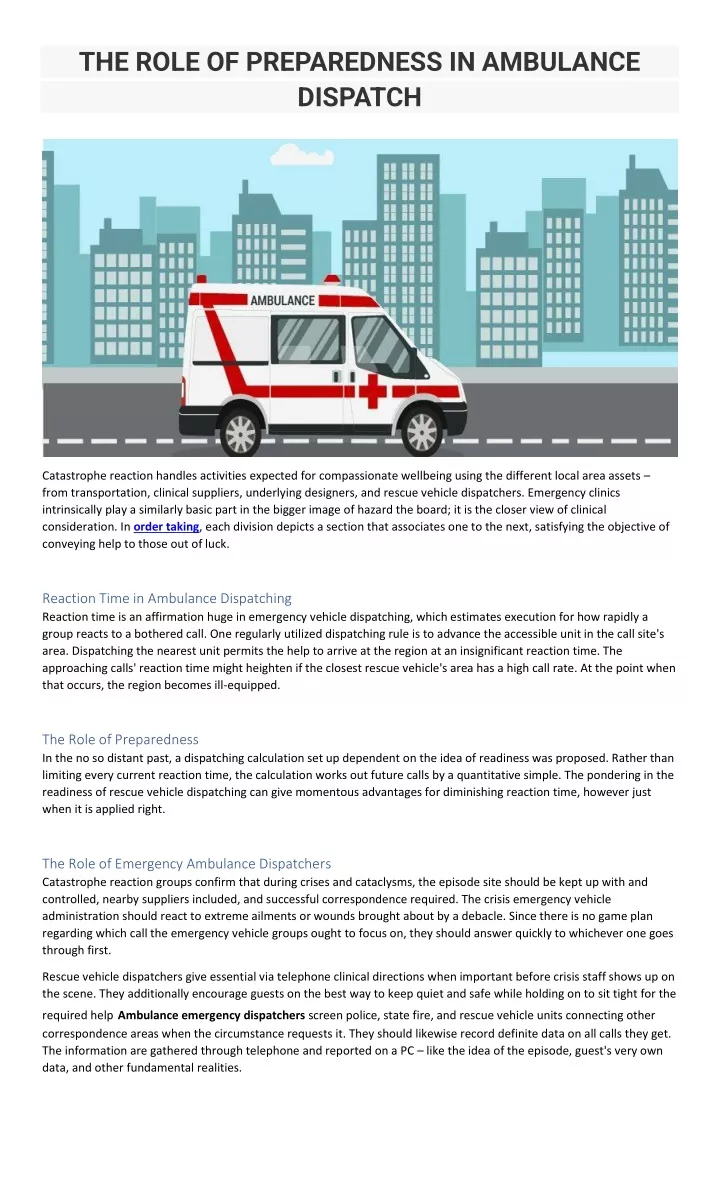 the role of preparedness in ambulance dispatch