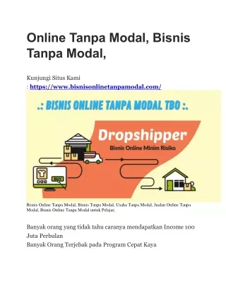 online tanpa modal bisnis tanpa modal