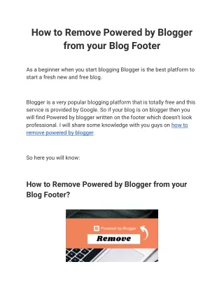 how to remove powered by blogger from your blog