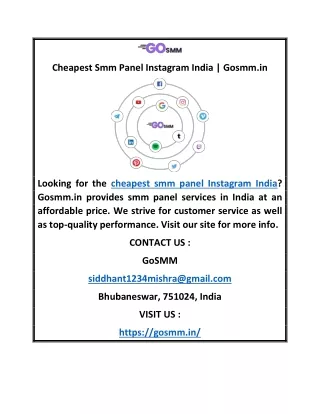 Cheapest Smm Panel Instagram India | Gosmm.in
