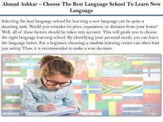 ahmad ashkar choose the best language school