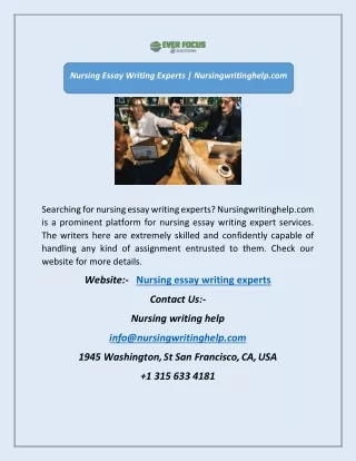 Nursing Essay Writing Experts | Nursingwritinghelp.com