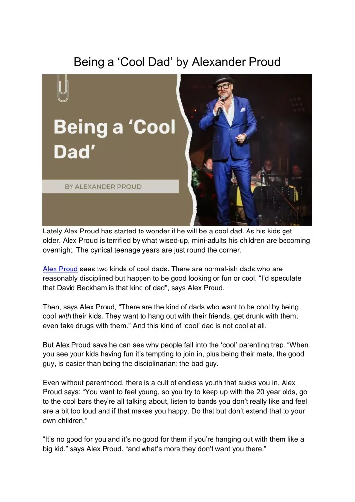 being a cool dad by alexander proud