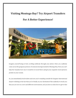 Visiting Montego Bay? Try Airport Transfers For A Better Experience