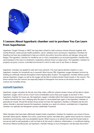 5 lessons about hyperbaric chamber cost