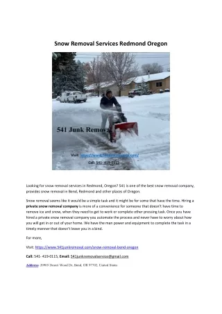 Snow Removal Services Redmond Oregon