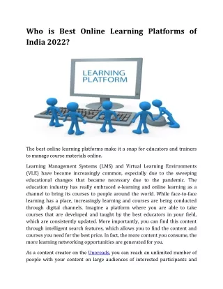 who is best online learning platforms of india